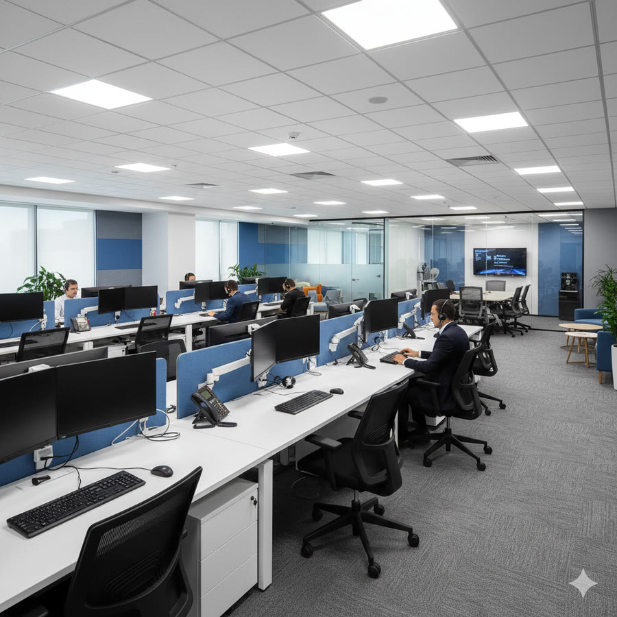 BPO office fit-out with high-density workstations