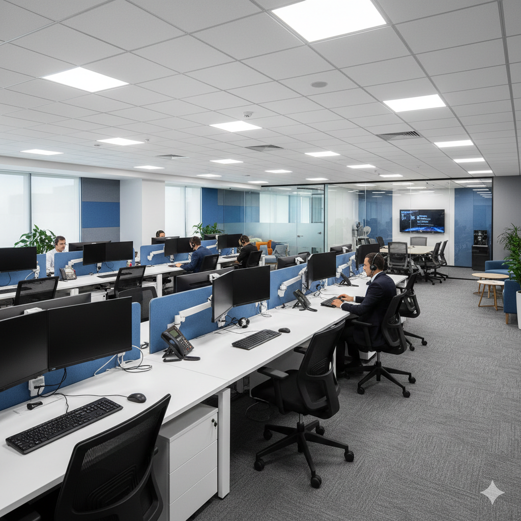 BPO office fit-out with high-density workstations